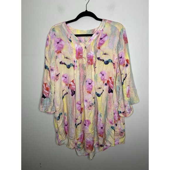 Melissa McCarthy x Seven 7 Multicolor Floral Print Tunic Top Plus Size 2X - Picture 1 of 9